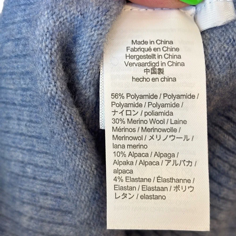 J.Crew Re-Imagined Merino Alpaca Blend Turtleneck Stretchy Sweater Lt Blue Large - Picture 6 of 10